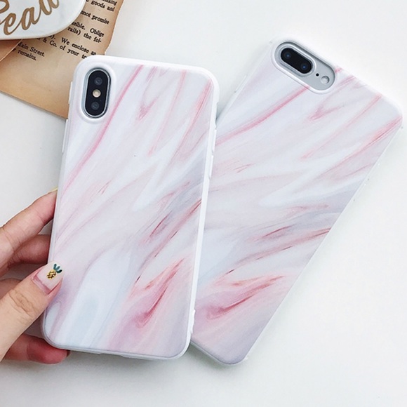 Accessories - NEW iPhone 7+/8+/7/8 Pink Soft Marble Case
